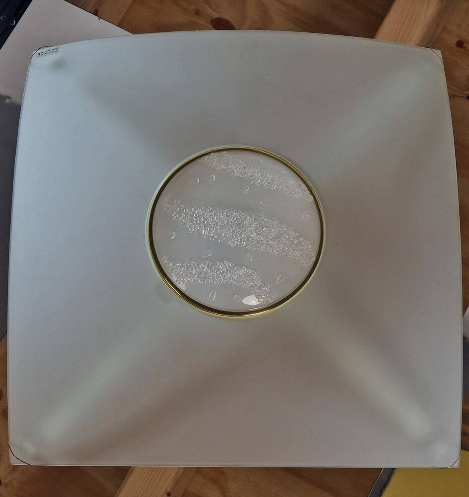 Vibea Quadra Ceiling Lamp in Ice Glass and Brass, 1970s