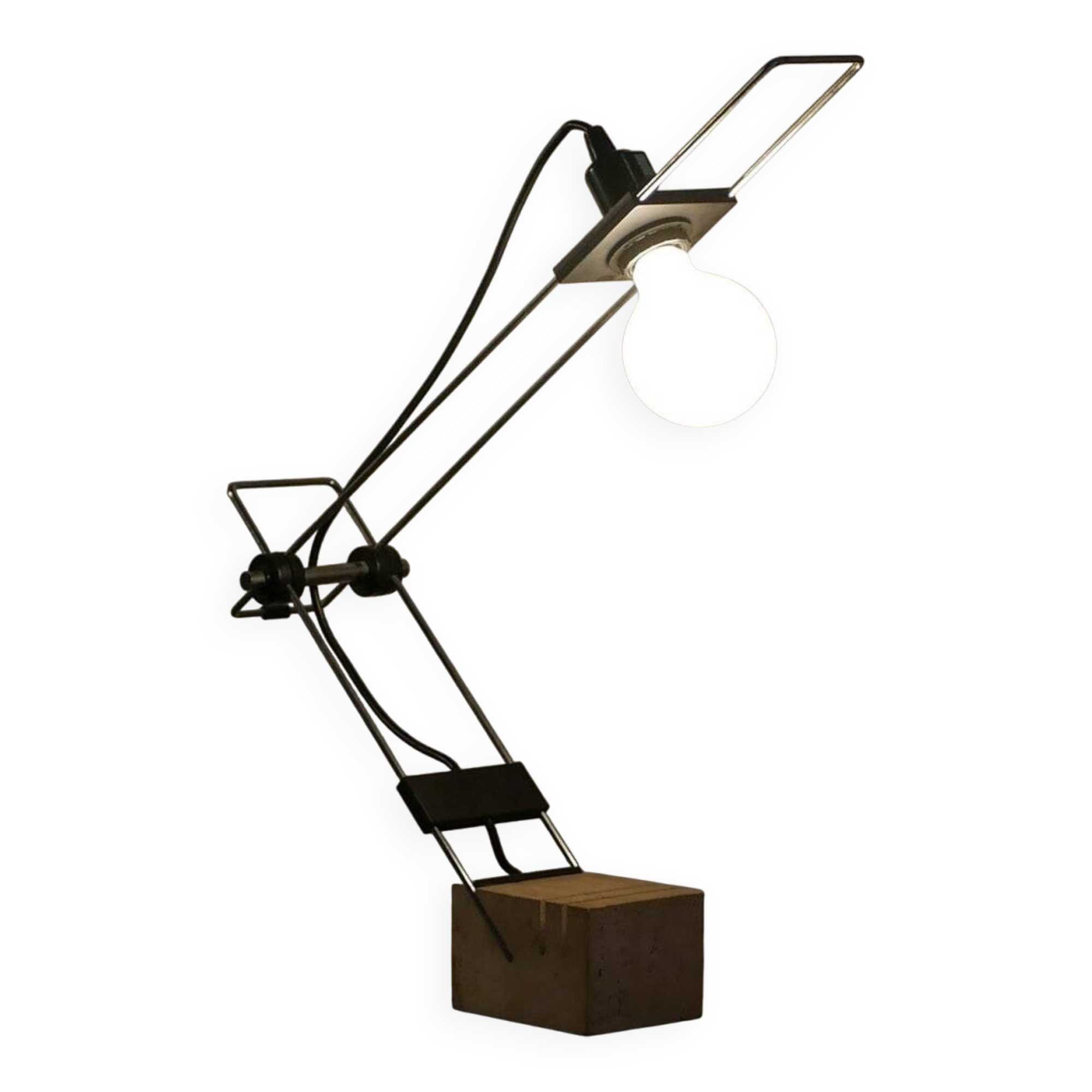 Lampe brutaliste en travertin, Italie, années 70