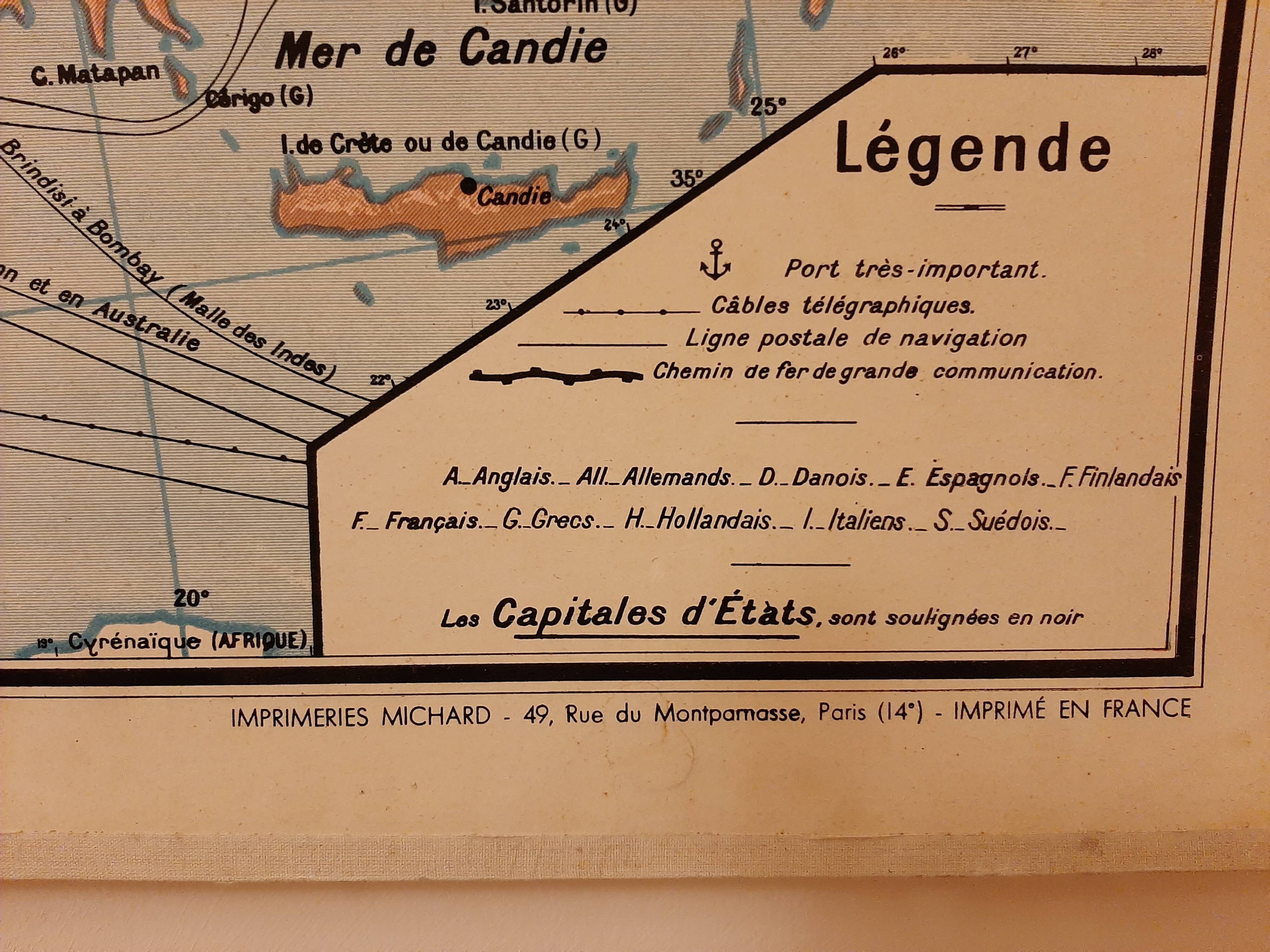 Educational wall map of ancient European politics