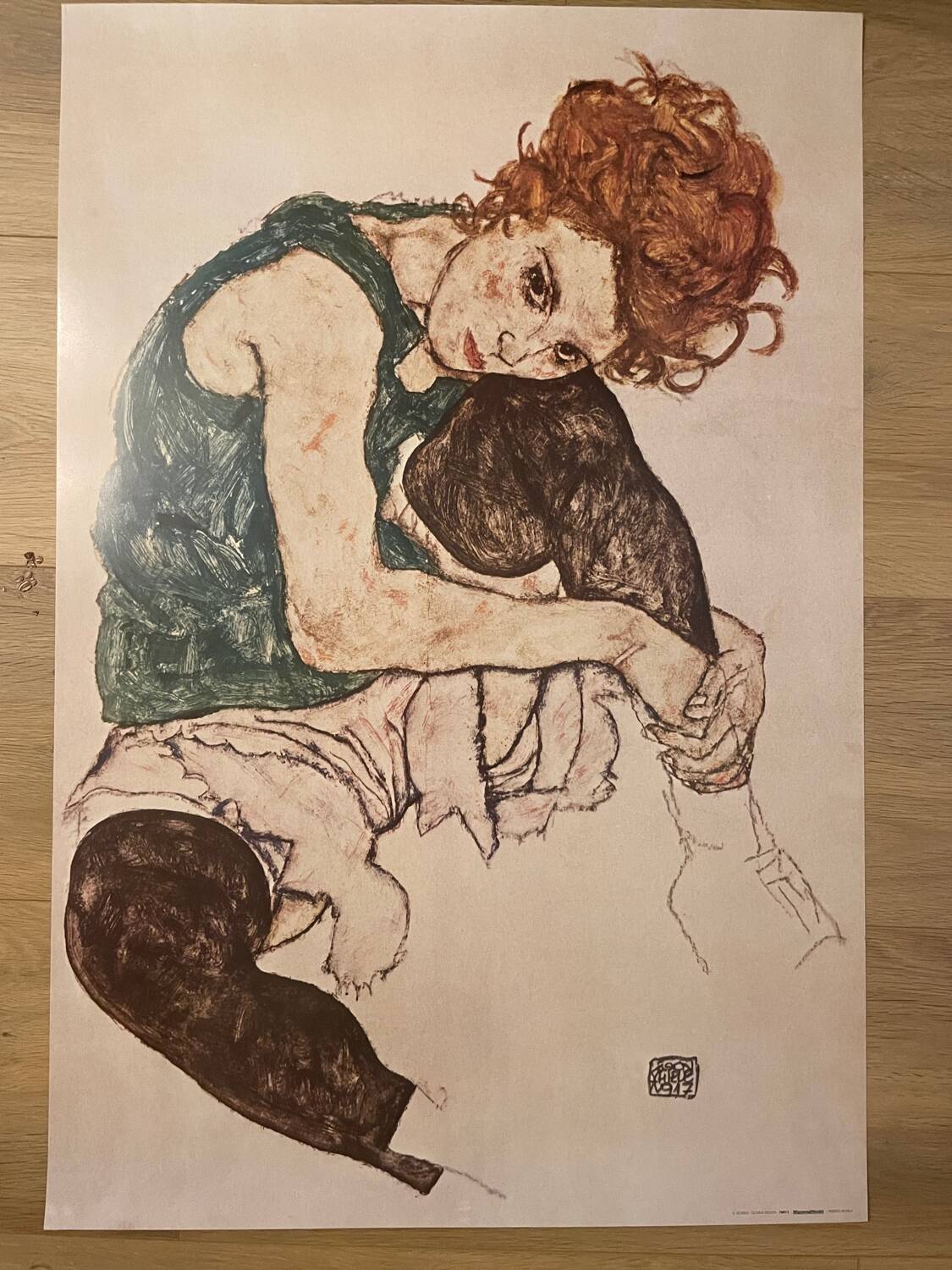 Egon Schiele 1890-1918), Sitzende Frau mit hochgezogenem Knie, Migneco&Smith 70011, imprimé en Italie