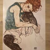 Egon Schiele 1890-1918), Sitzende Frau mit hochgezogenem Knie, Migneco&Smith 70011, printed in Italy