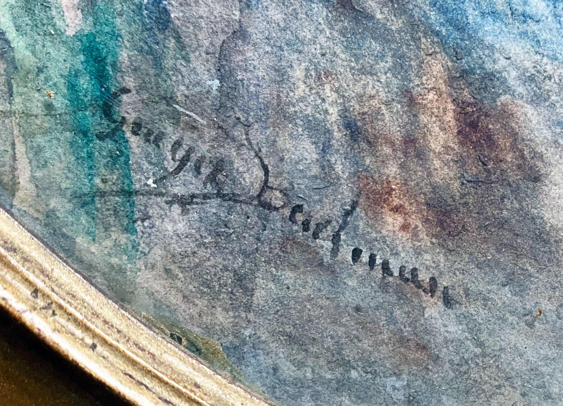 Watercolor painting "Bouquet of flowers in vase" signed + frame early XX °