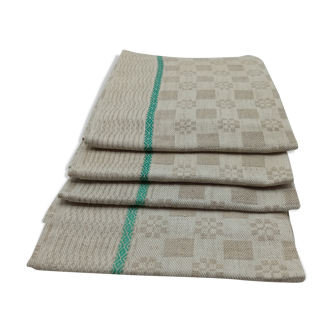 Set of four cotton and linen tea towels