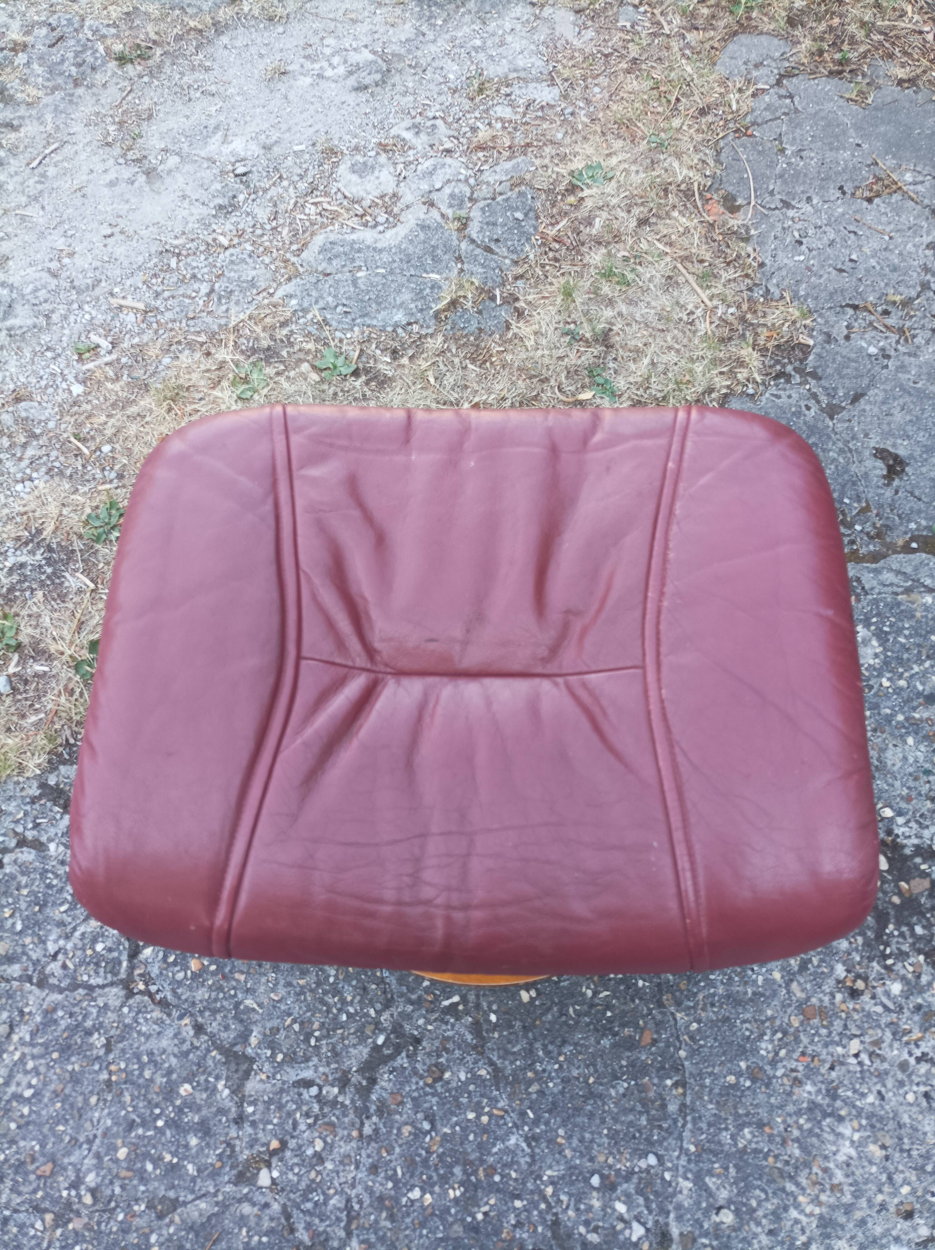 Old armchair on vintage leather foot + foot rest
