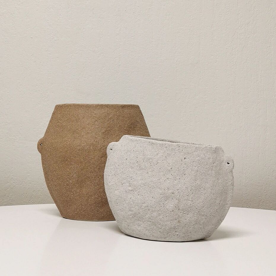 Pair of organic ceramic vases