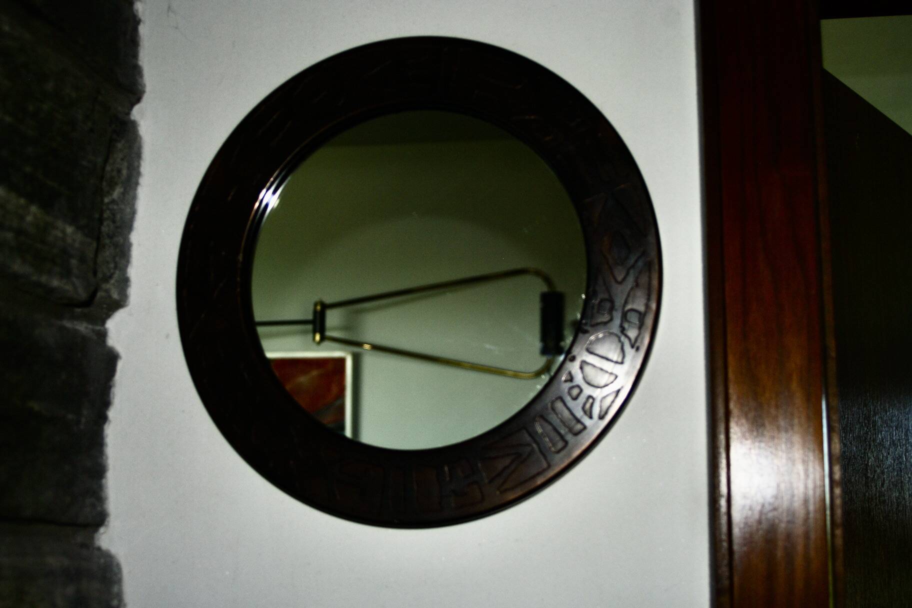 Vintage round copper mirror by marco fugeri 1960