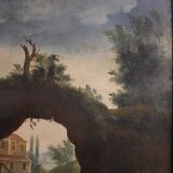 Antique French landscape painting from the 18th century