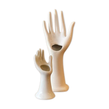 Pair of hand vases in white earthenware