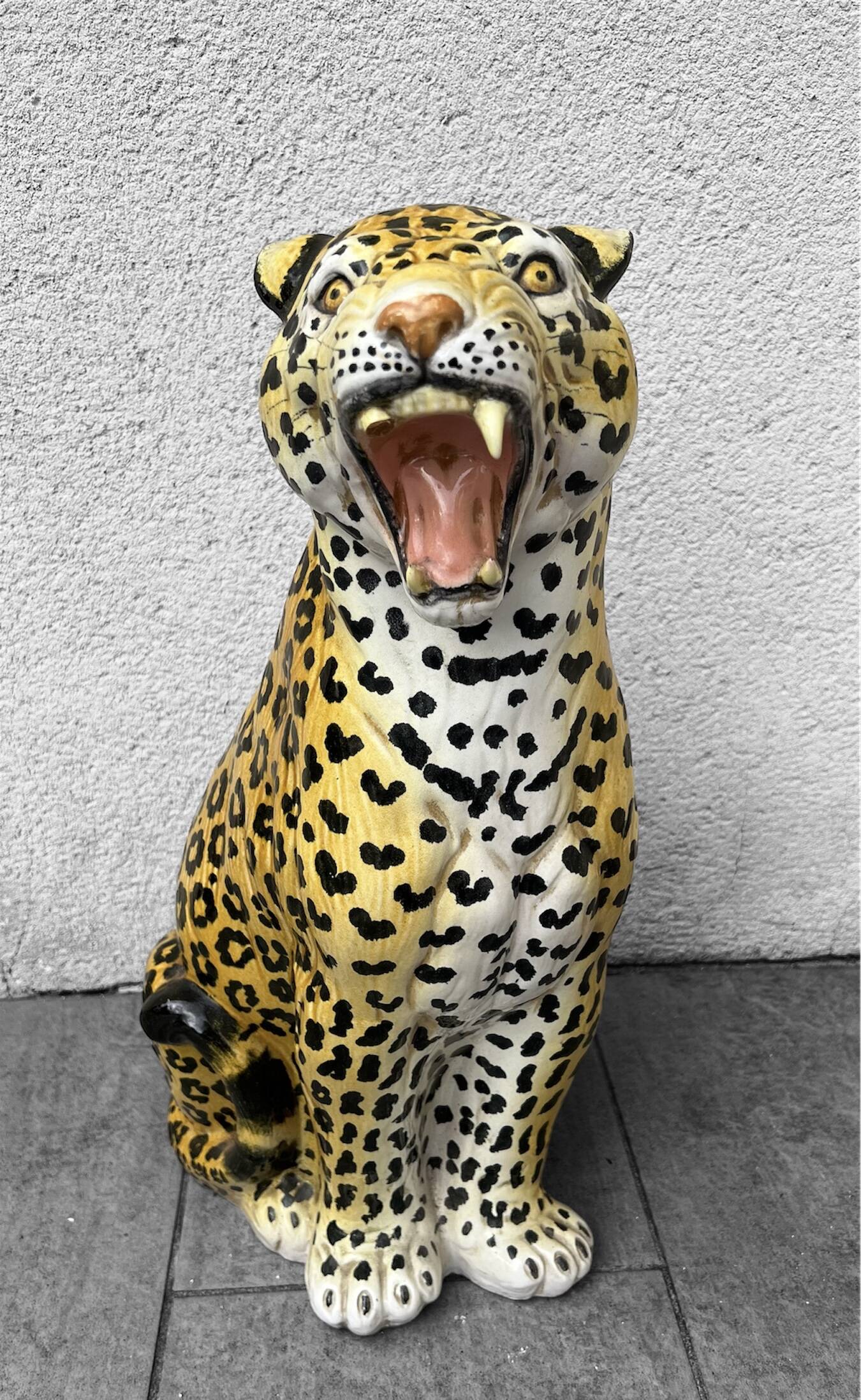 Large ceramic leopard sculpture, Italy, 1960s