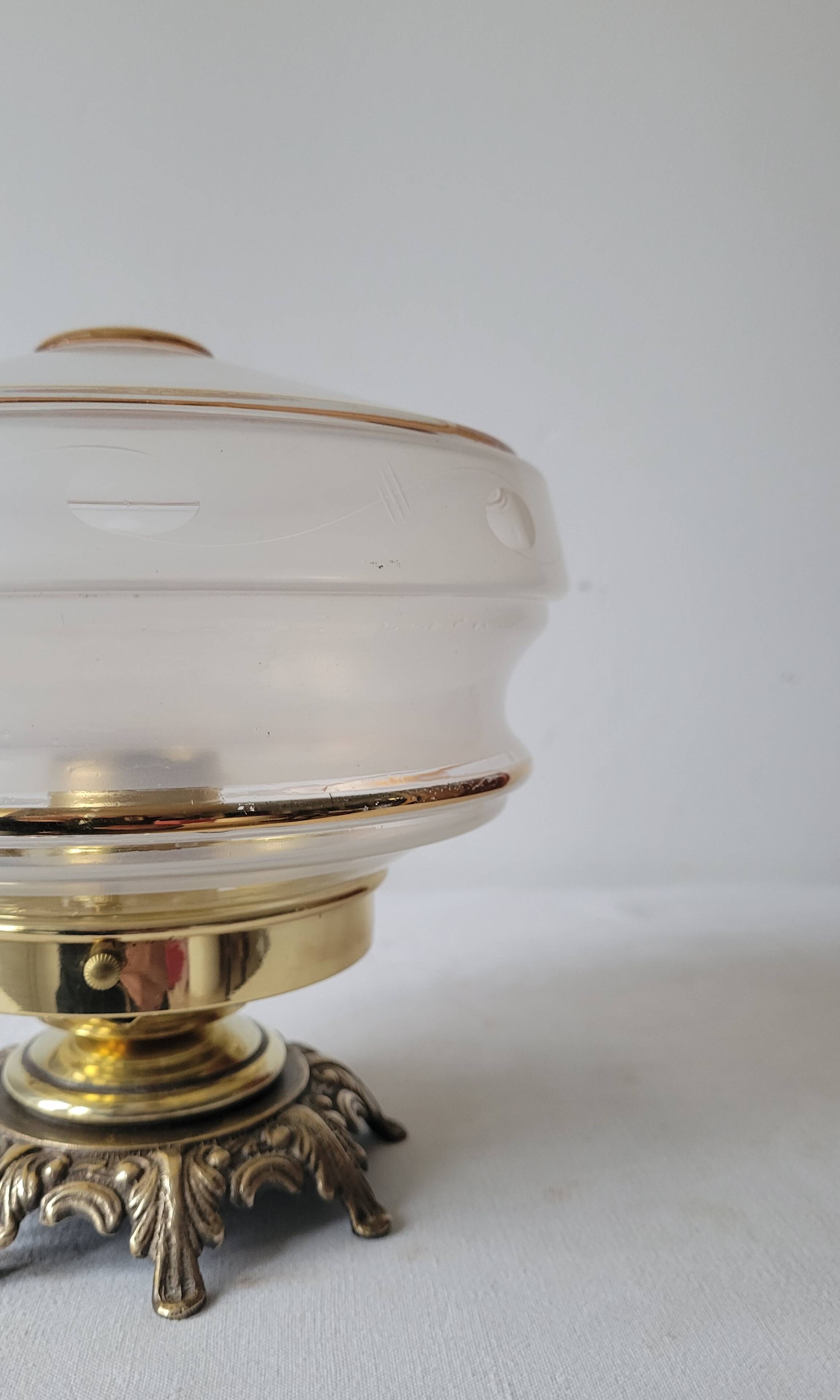 Brass and frosted glass lamp