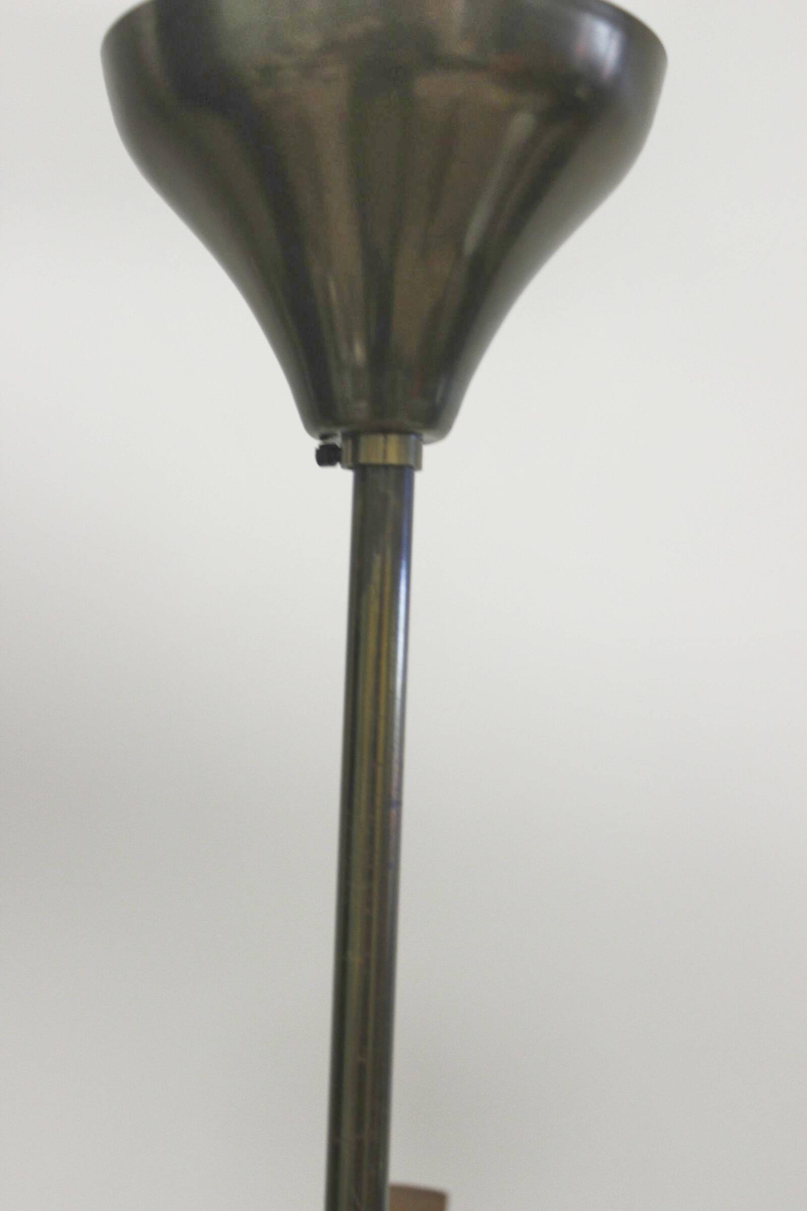 Sputnik chandelier 8 lights copper, teak & brass, Italy 1960s