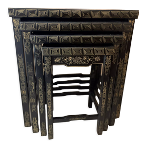 4 tables gigognes motifs - chinois laque