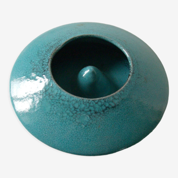 Cendrier en céramique turquoise 19 cm déco bureau salon
