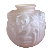 Old vase ball glass molded pink decoration roses vintage lamp foot