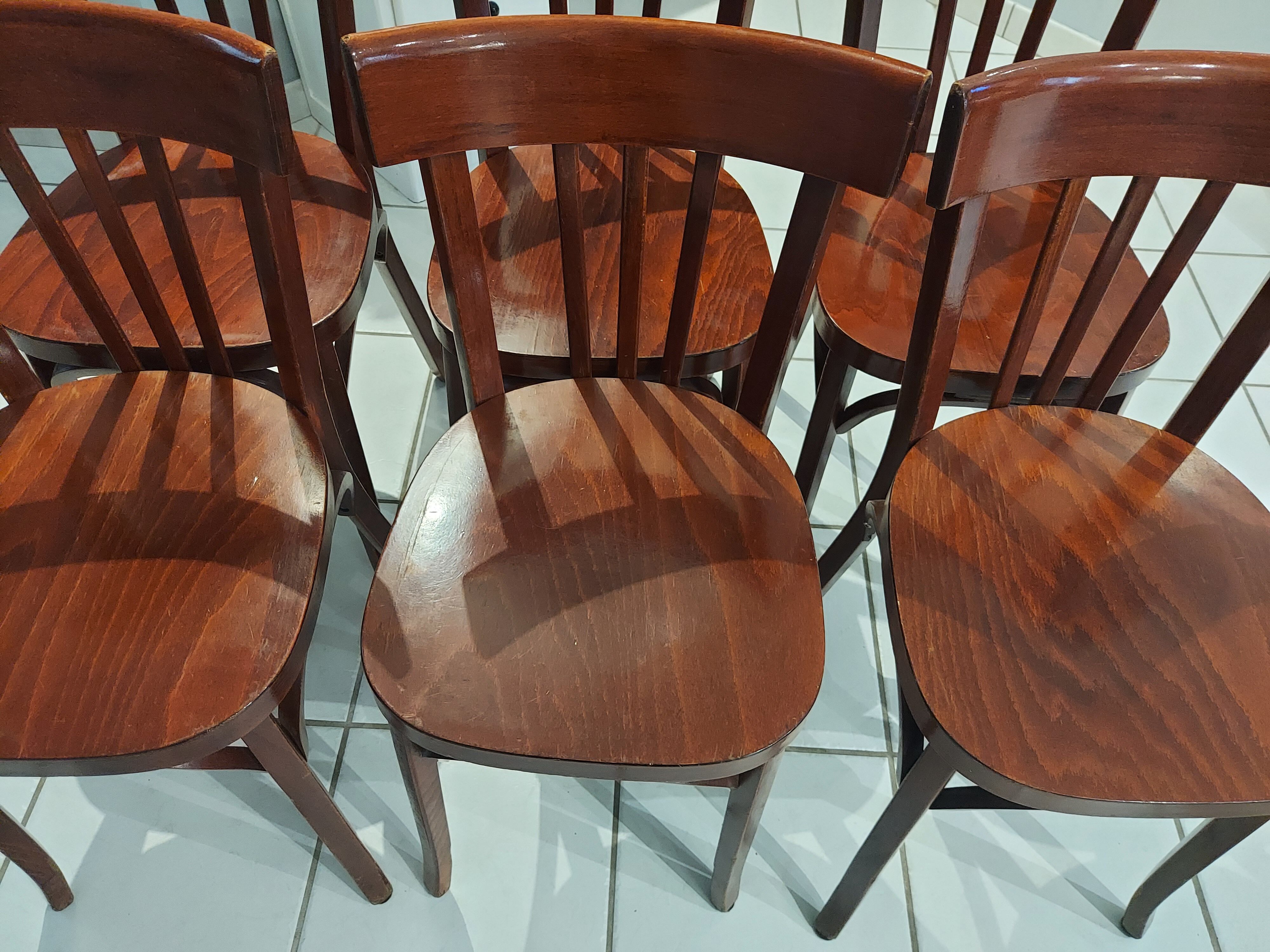 Suite of 6 chairs by Bistrot Baumann vintage