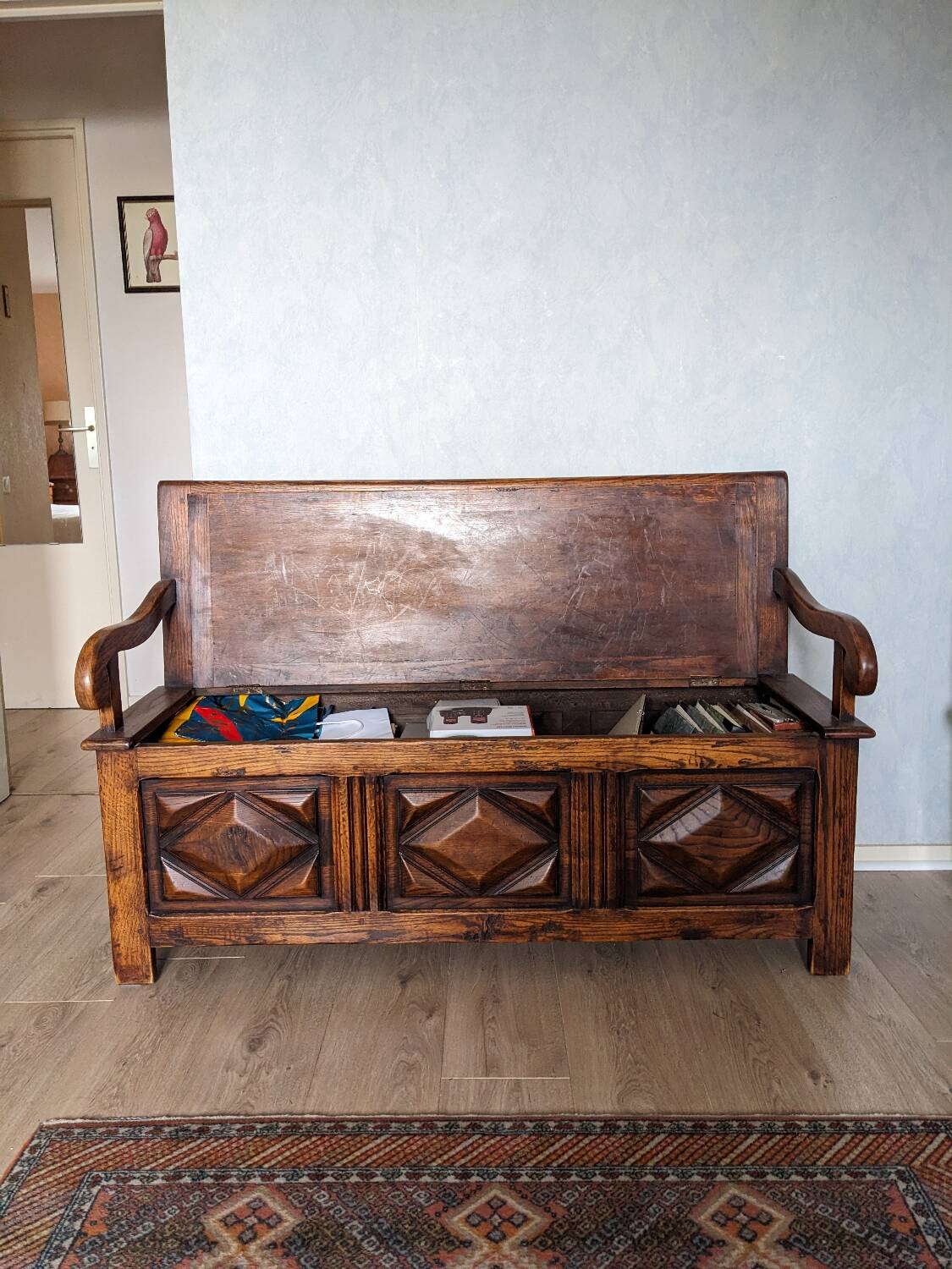 Wooden storage bench