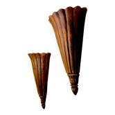 Paire d'appliques en bois sculpté Art Déco, France, années 1930