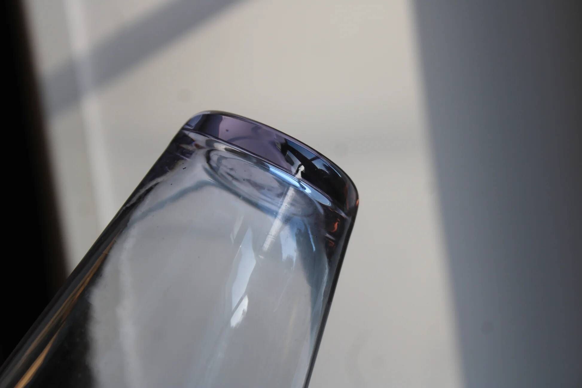 Vintage glass bottle in purple and transparent – Ball stopper – 21 cm