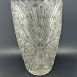 Large vase in transparent worked glass