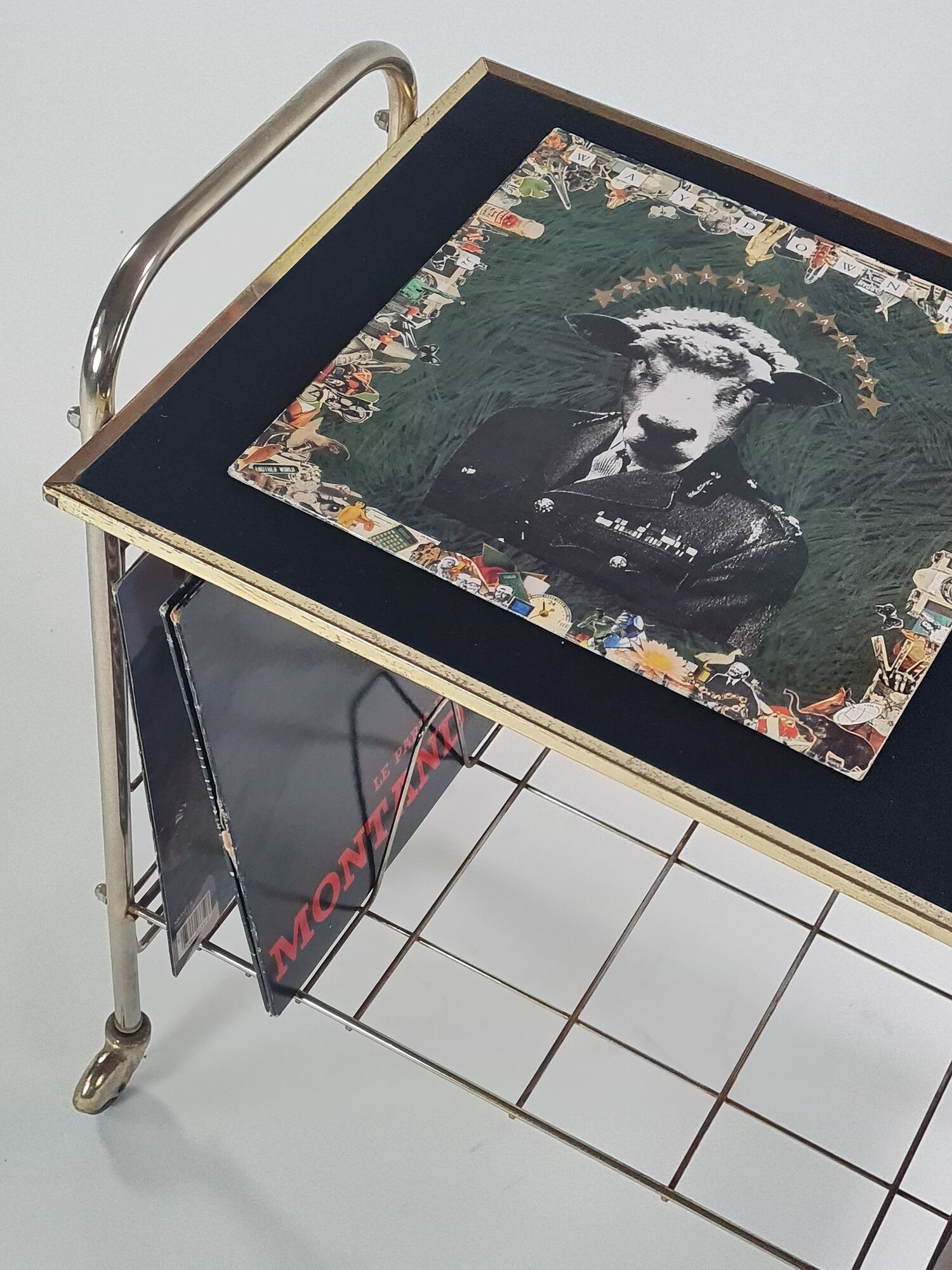 Hi_Fi furniture, brass and black velvet, circa 1970