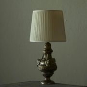 Antique Table Lamp in Patinated Brass and Silver, 19th Century