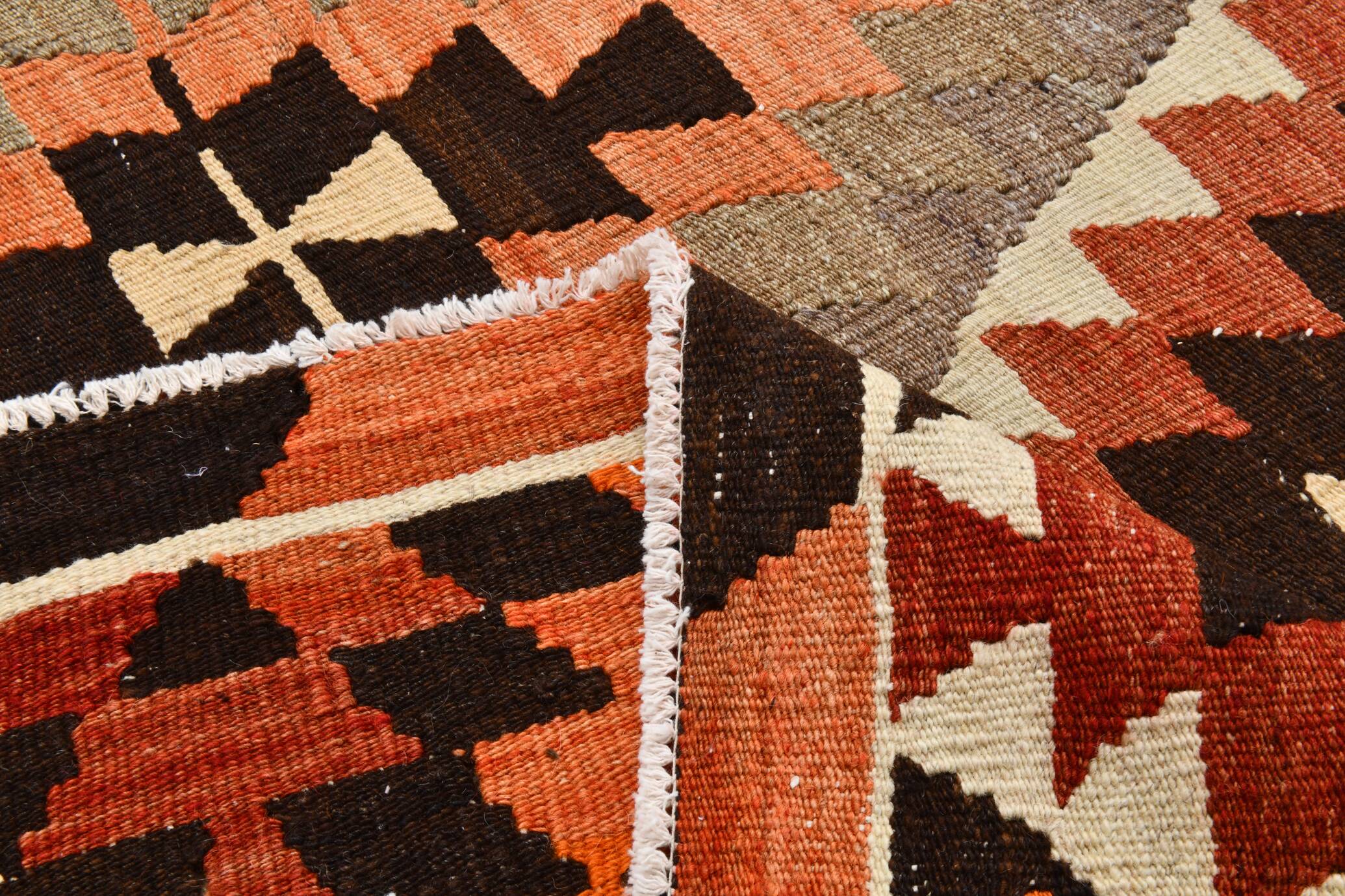 6x11 Geometric Pattern Turkish Vintage Kilim Rug, 172x346Cm