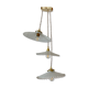 Suspension cascade three lights vintage lampshade in white opaline
