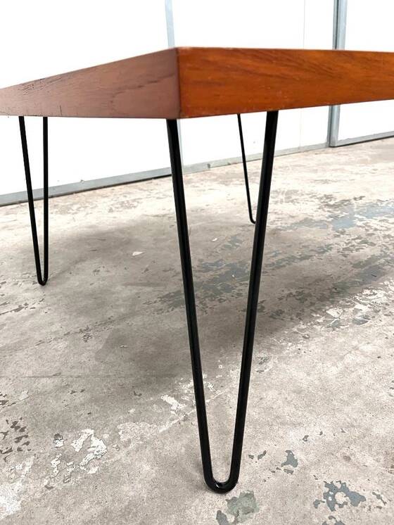 Teak coffee table with hairpin legs