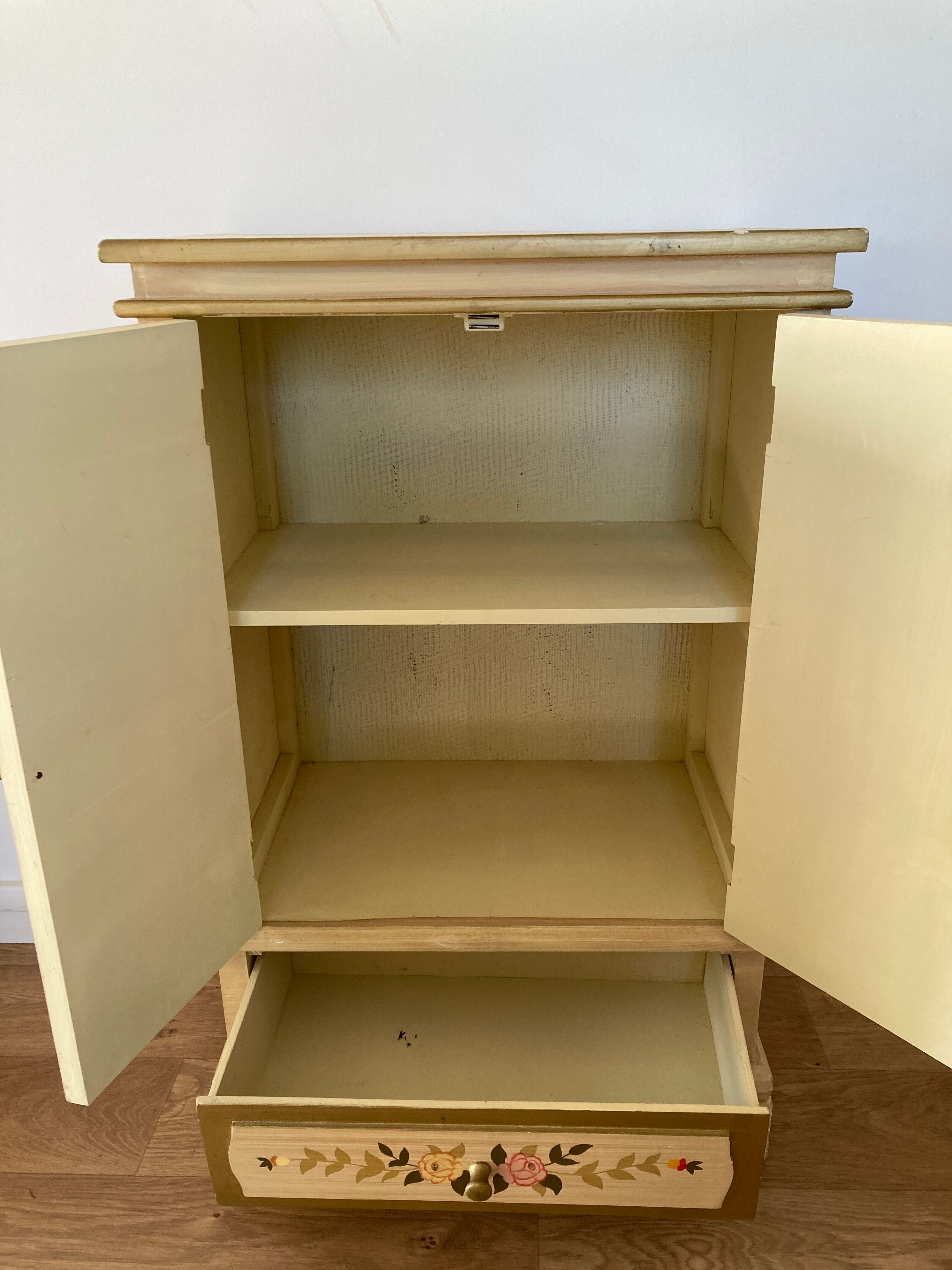 2-door flowered wooden cabinet
