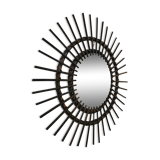 Vintage sun mirror in 60s dark rattan 56cm