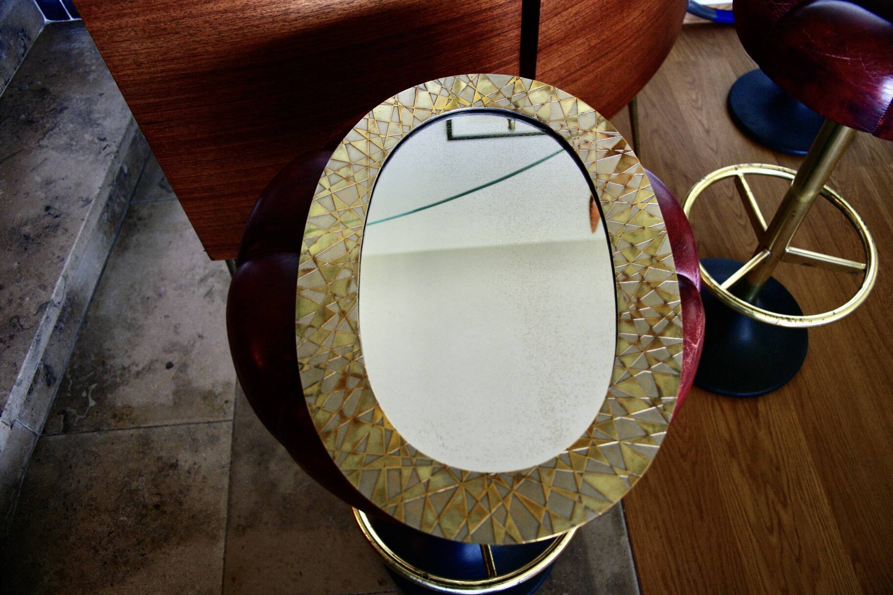 Vintage brass mirror by thomas pysse dk denmark 1950