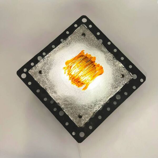 Applique (XXL) en fer forgé et verre de Murano pour Mazzega