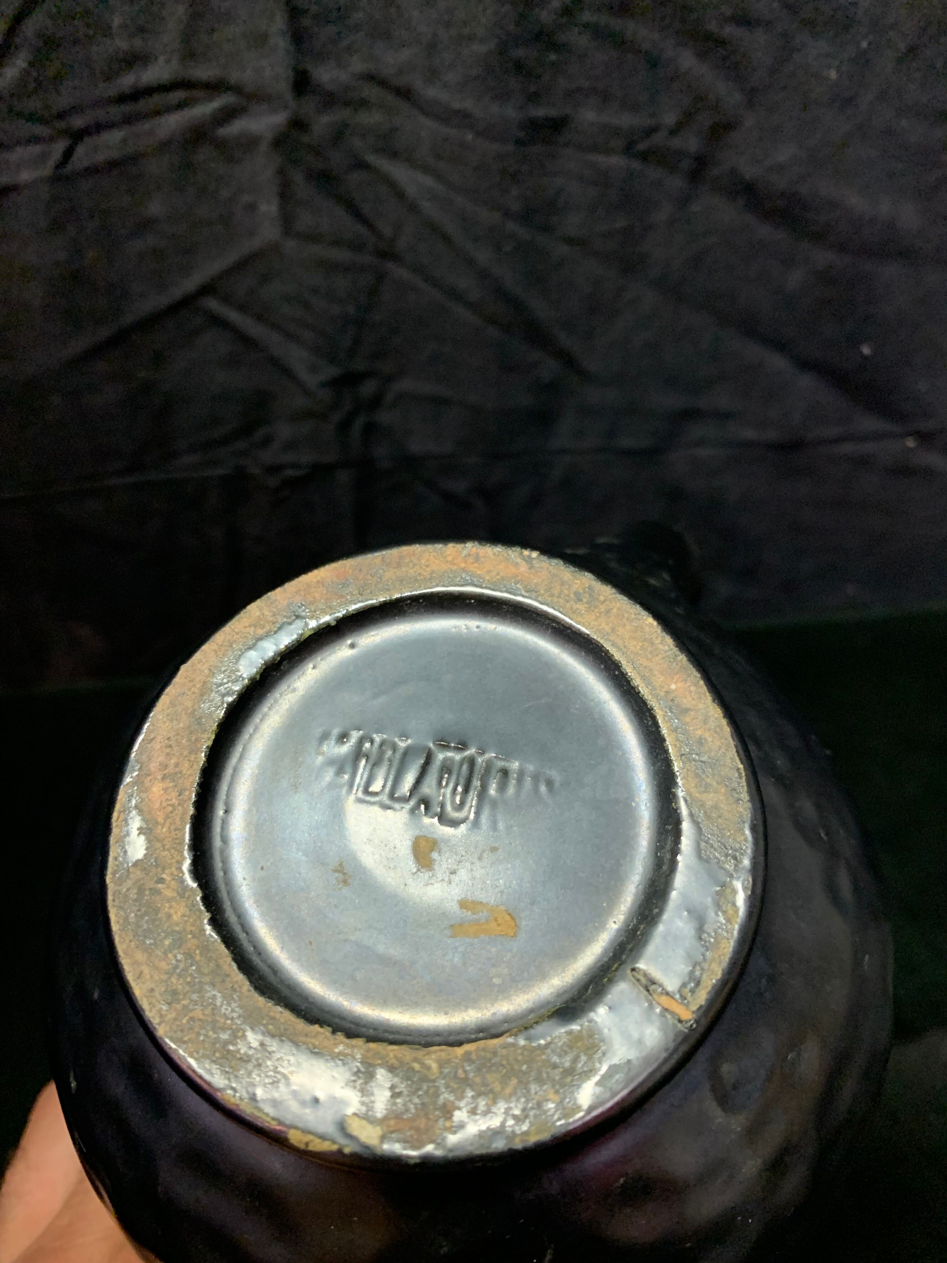 Vallauris pitcher in black enamelled ceramic