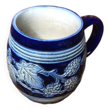 Old BETSCHDORF Tankard Gray Blue Stoneware Vintage Leaves Decor #A603