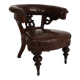 Antique leather armchair by Robson & Son – carved wood & castors, Newcastle