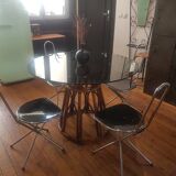 Table à manger rotin et verre fumé