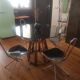 Rattan dining table and smoked glass