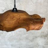 Medium pendant light in corrugated teak leaf (Medium D:50 H:20)