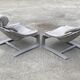 Pair of vintage grey leather armchairs by Ake Fribytter 1970