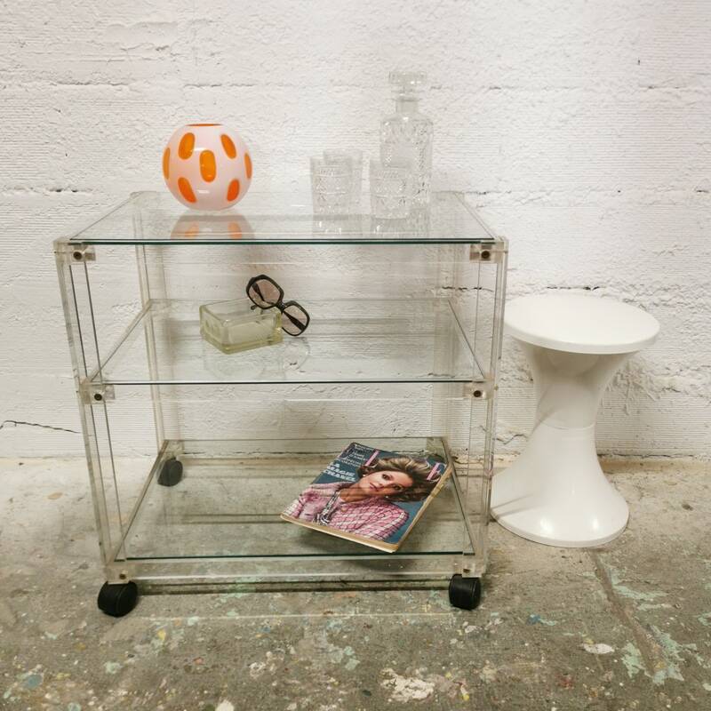 Vintage dessert table in plexiglas and glass