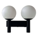 Vintage double wall lamp, opaline and black lacquered metal, Raak Netherlands 1960