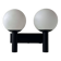 Vintage double wall lamp, opaline and black lacquered metal, Raak Netherlands 1960
