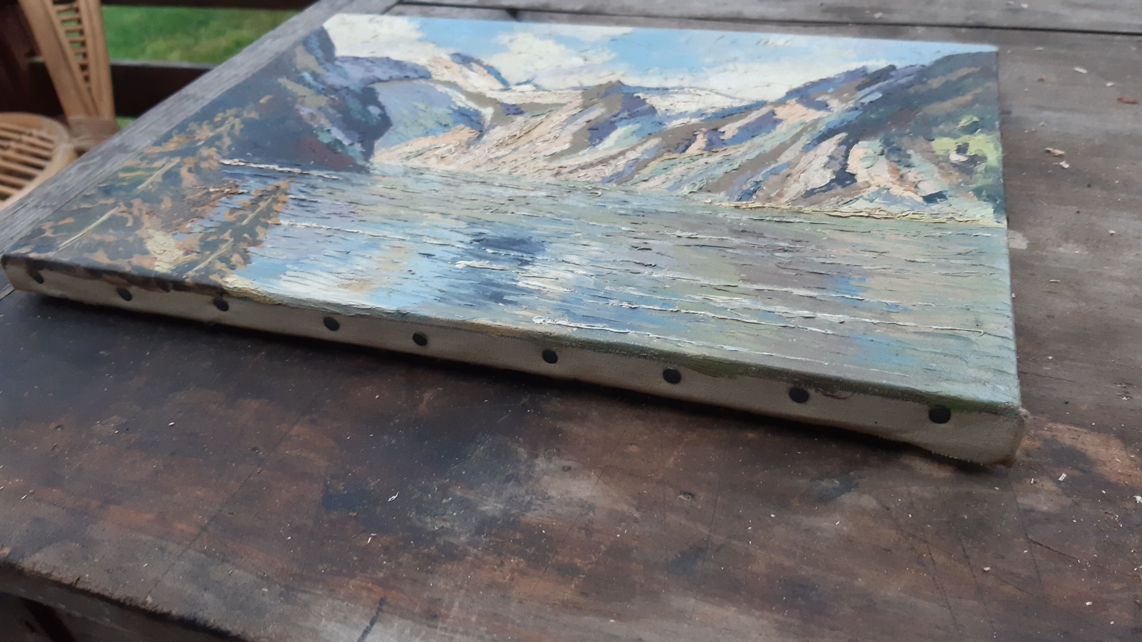 Oil on canvas "mountain lake"