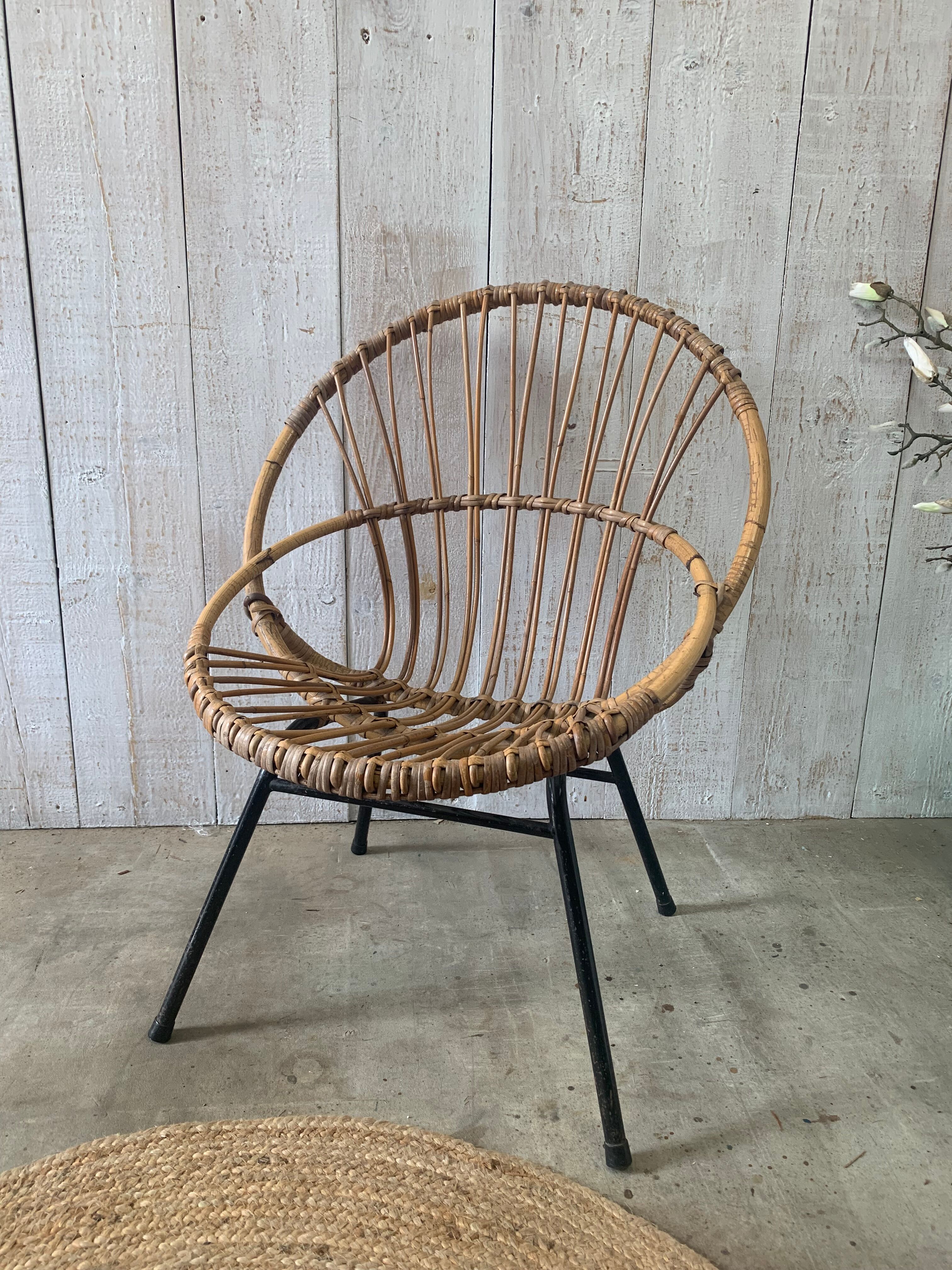 Fauteuil en rotin vintage