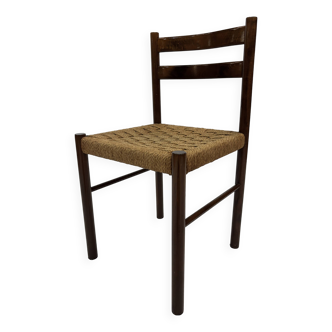 Vintage chair from the 70s minimalist design in wood and paper cord