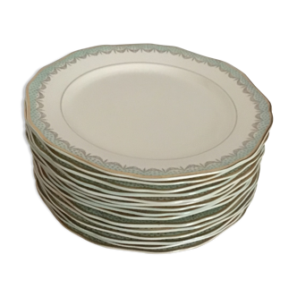 Lot de 15 assiettes plates Longwy, modèle Trianon