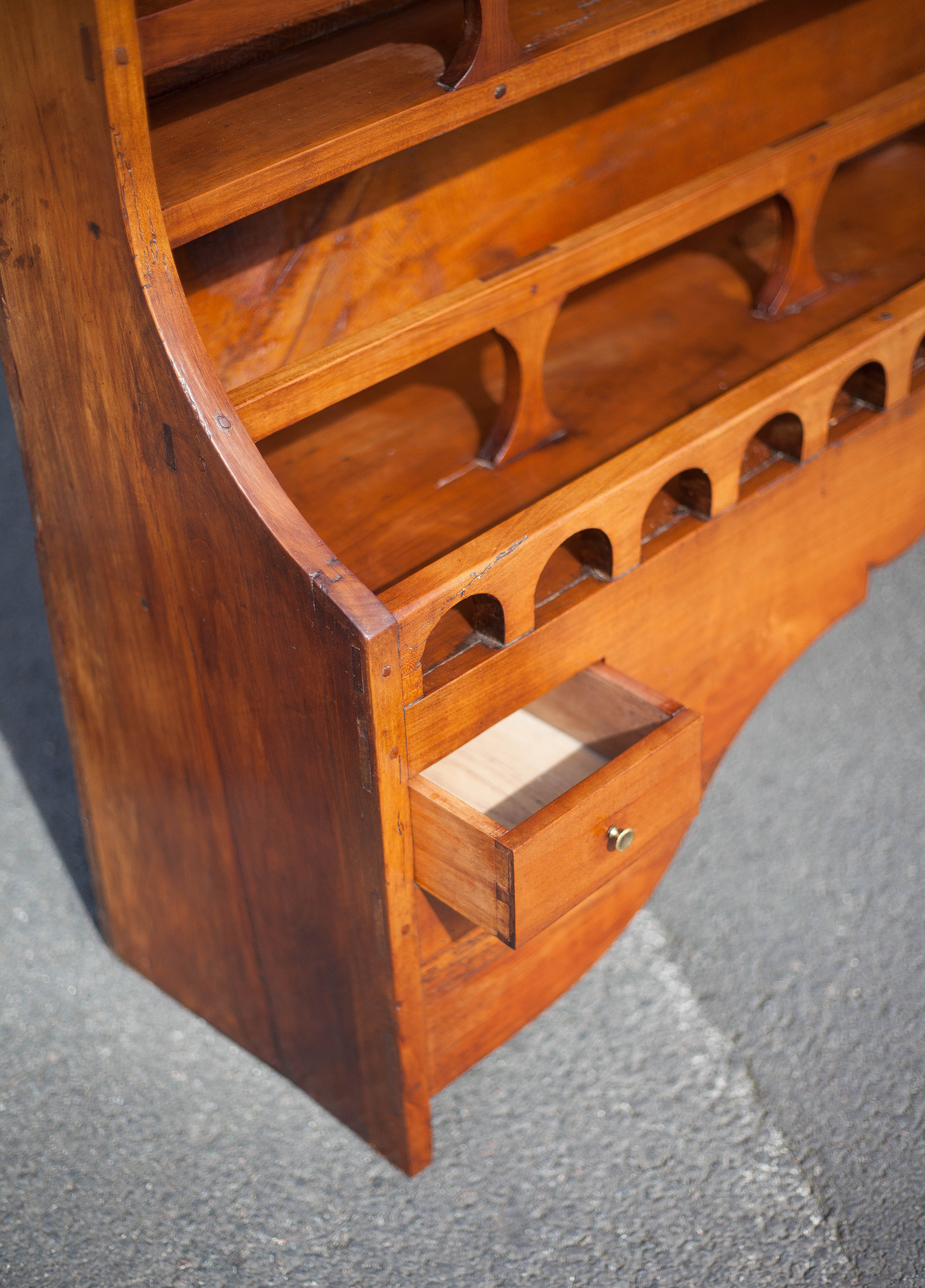 Vintage wood cabinet, high shelf, kitchen storage, countryside