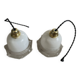 Lot de 2 suspensions opalines anciennes