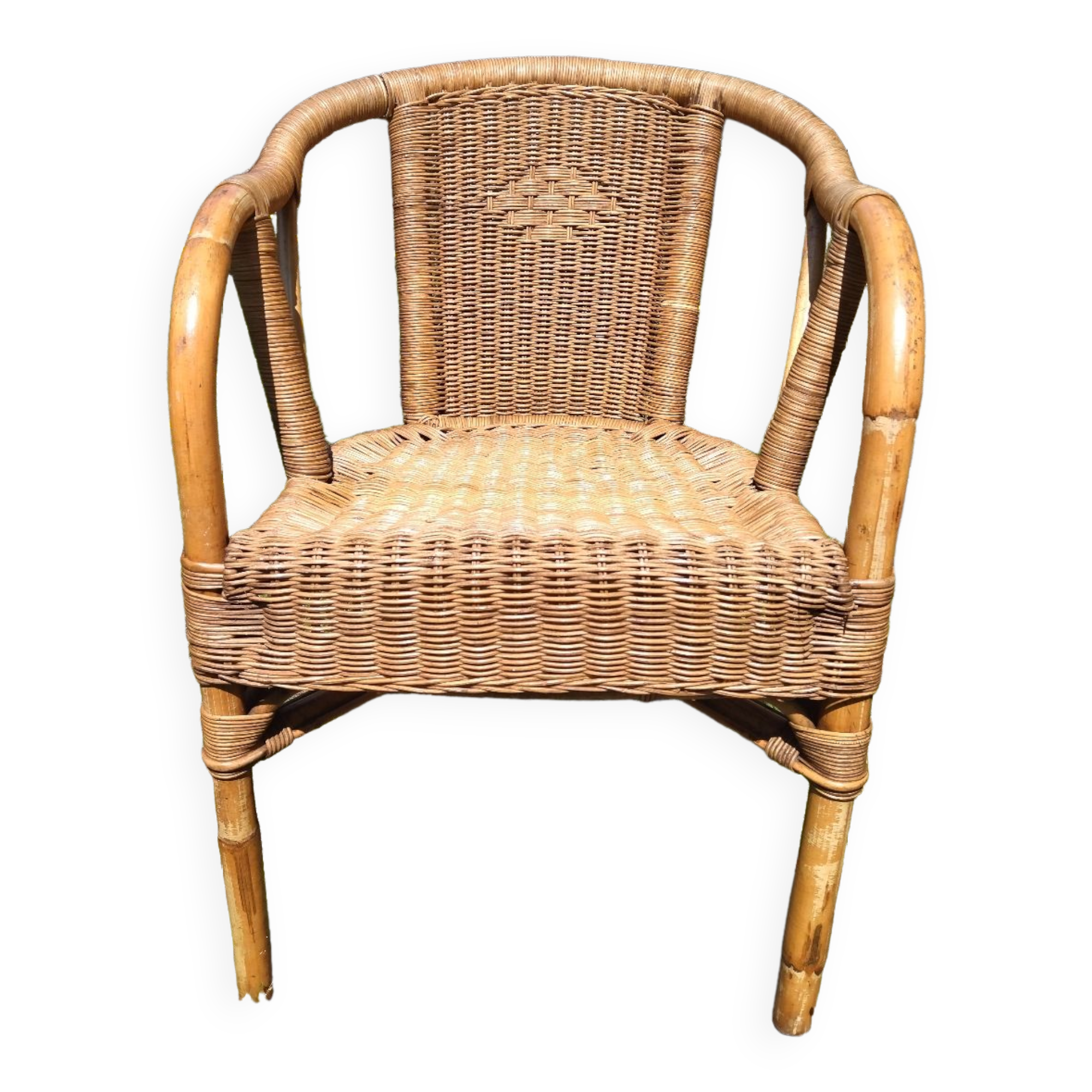 Adult chair wicker and bamboo