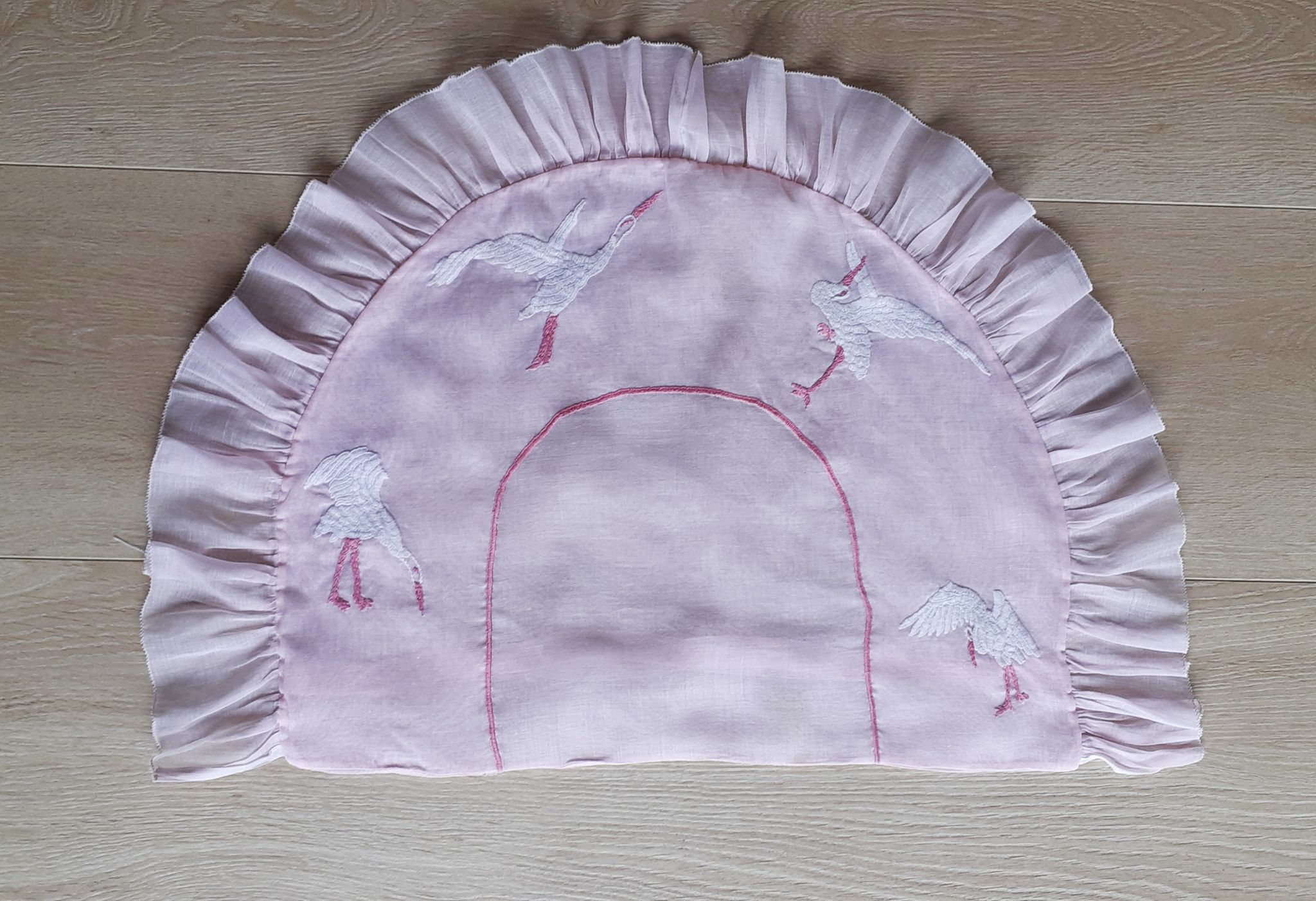 Children's pillowcase sewn and embroidered by hand